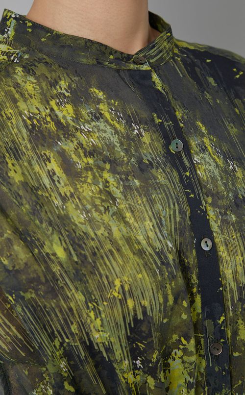 プリントギャザーシャツワンピース