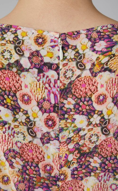 フラワープリントクレープVネックドレス