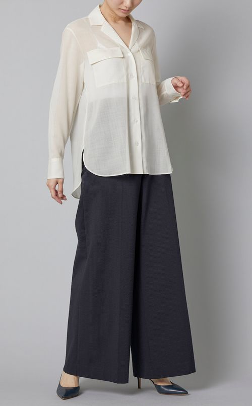 シアサッカーワイドパンツ