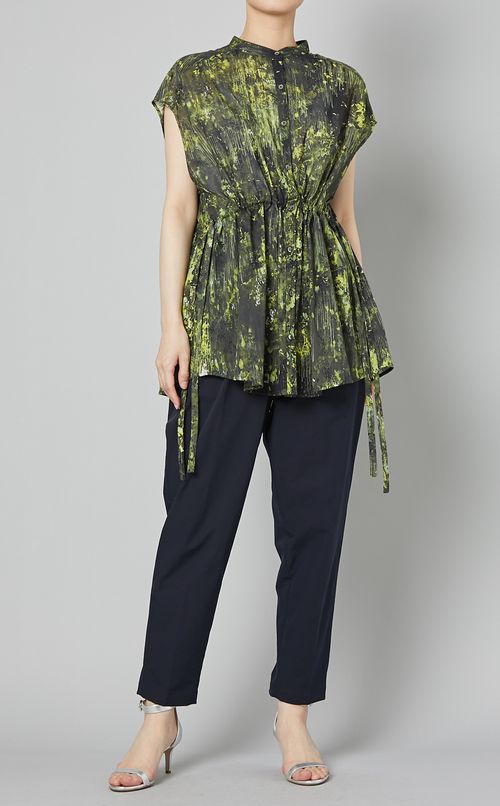 プリントギャザーシャツ