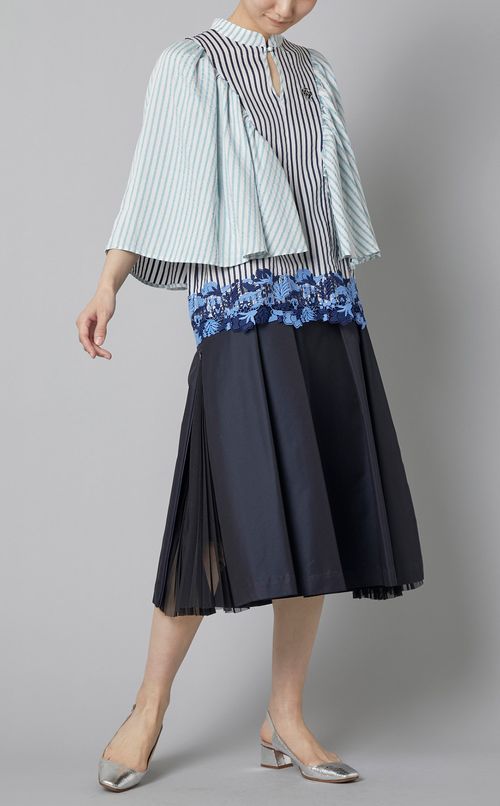 ストライプギャザーブラウス