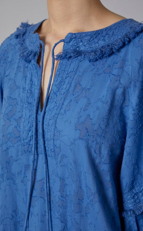 カットジャガードフリンジロングドレス