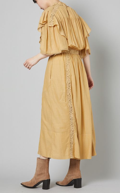 ハイネックパネルレースロングワンピース