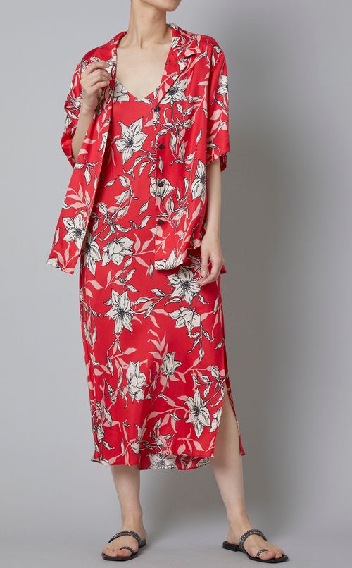 フラワープリントオープンカラーシャツ