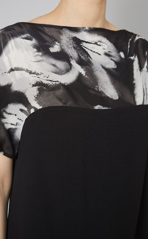 プリント切替ボックスワンピース