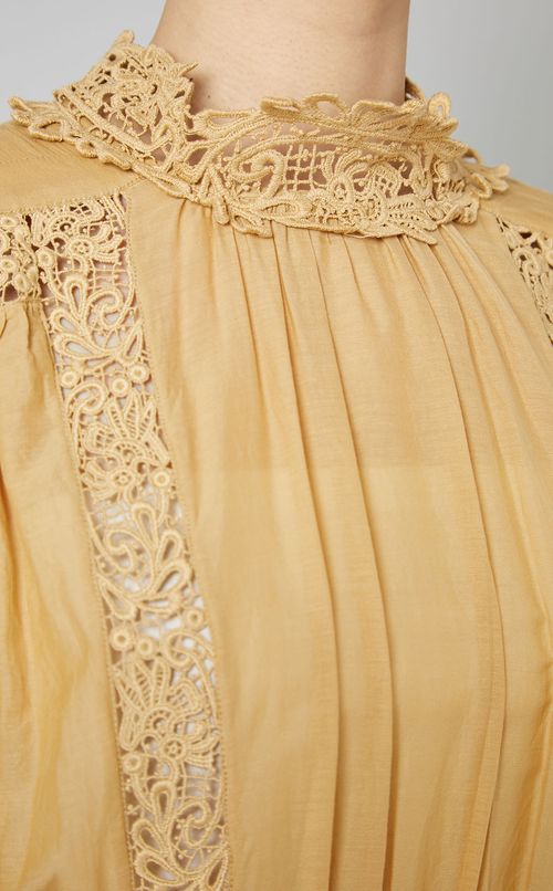 ハイネックパネルレースロングワンピース