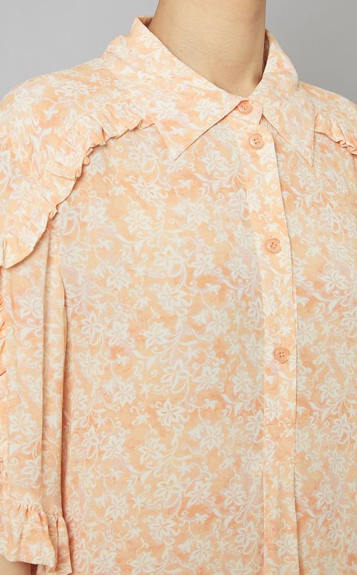 マウイフラワープリントシャツワンピース