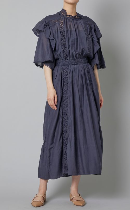 ハイネックパネルレースロングワンピース