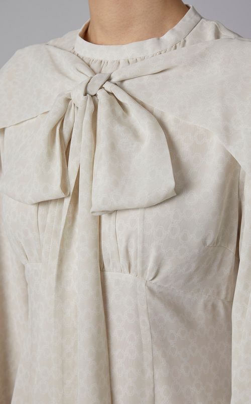 プリントボウタイフレアワンピース