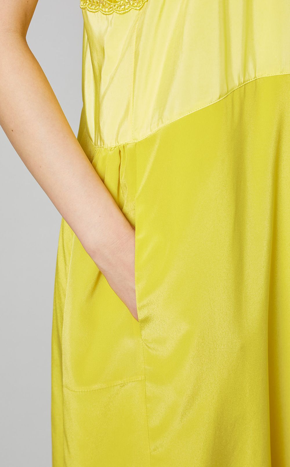 MAISON MARGIELA リブ編みコットン混 ミディワンピース Maison Margiela|レース切替キャミソールミディワンピース