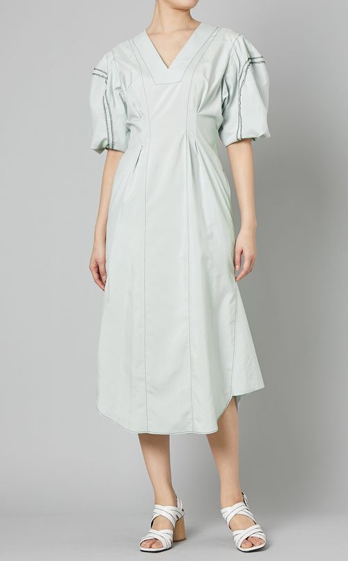 バイカラーステッチスリーブワンピース