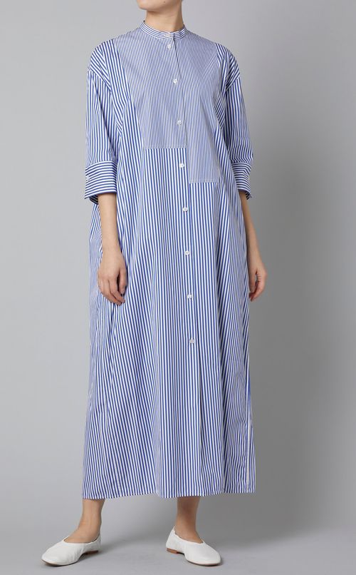 ストライプバンドカラーシャツワンピース