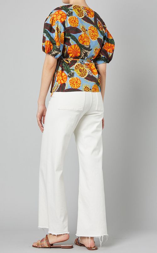 ペイントプリントカシュクール半袖ブラウス