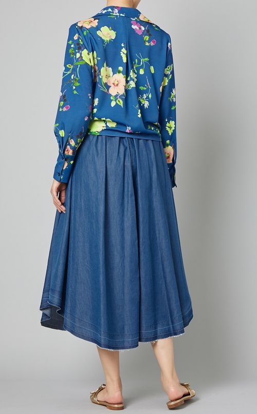 フラワープリントカシュクールブラウス