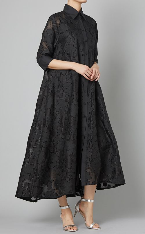 フラワージャガード半袖マキシワンピース