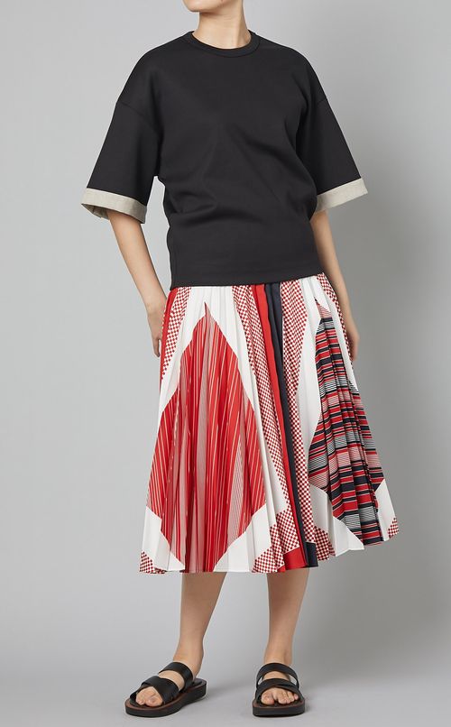 ドロップショルダーバイカラートップス