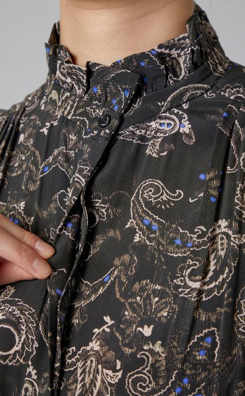 プリントスタンドカラーブラウス