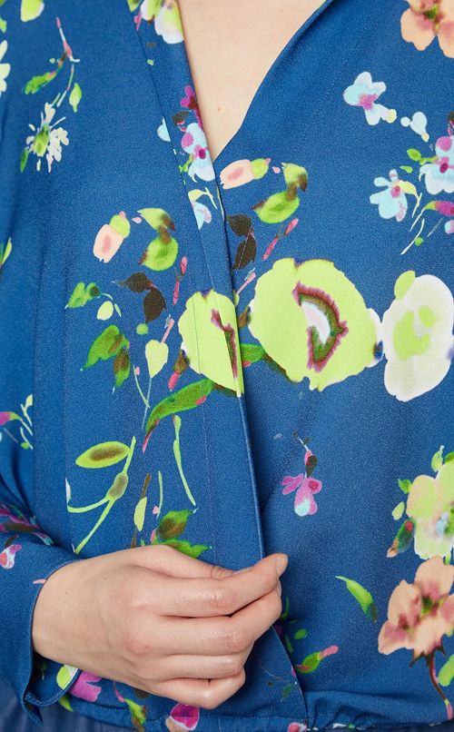 フラワープリントカシュクールブラウス