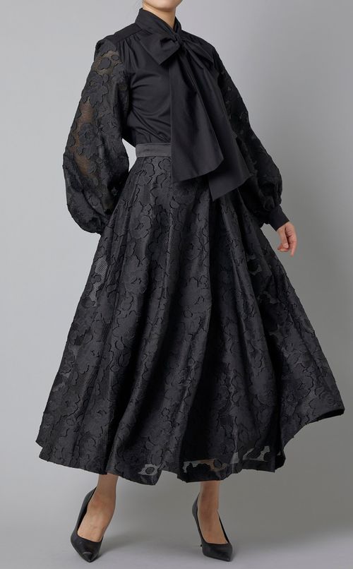 フラワージャガードギャザーロングスカート