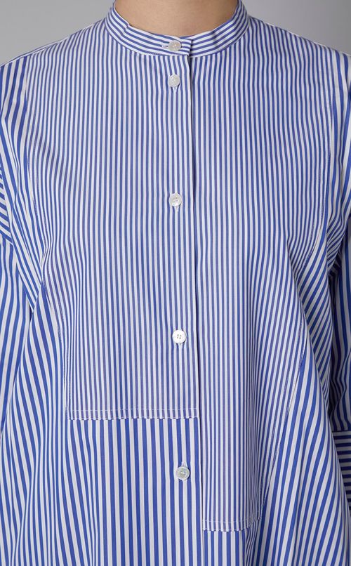 ストライプバンドカラーシャツワンピース