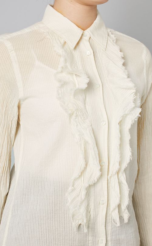 コットンラッフルロングスリーブシャツ