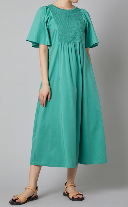 フロントギャザーコンビ半袖ワンピース