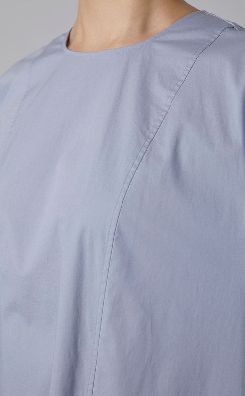 クルーネックギャザーロングワンピース