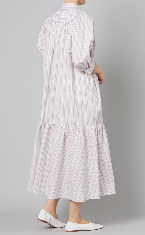 パフスリーブギャザーシャツワンピース