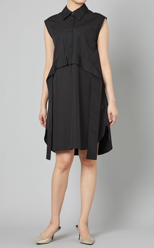 ラウンドヘムノ－スリーブワンピース