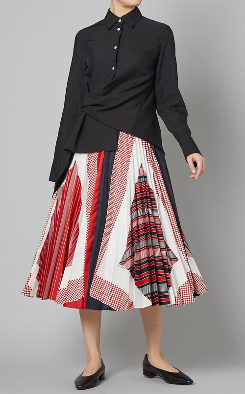 スカーフプリントプリーツミディスカート