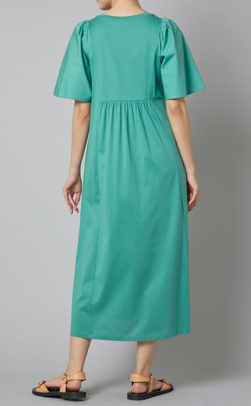 フロントギャザーコンビ半袖ワンピース