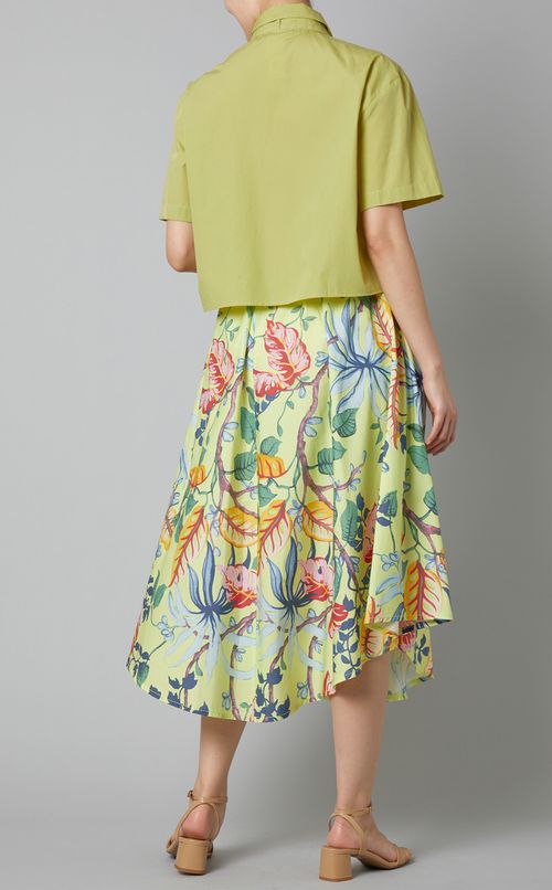 タイネックハーフスリーブクロップシャツ