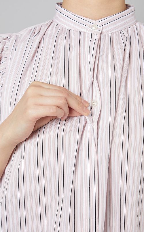 パフスリーブギャザーシャツワンピース