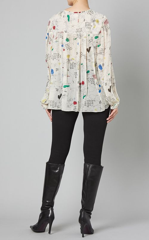 マルチプリントプルオーバーブラウス