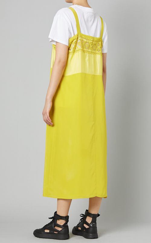 レース切替キャミソールミディワンピース