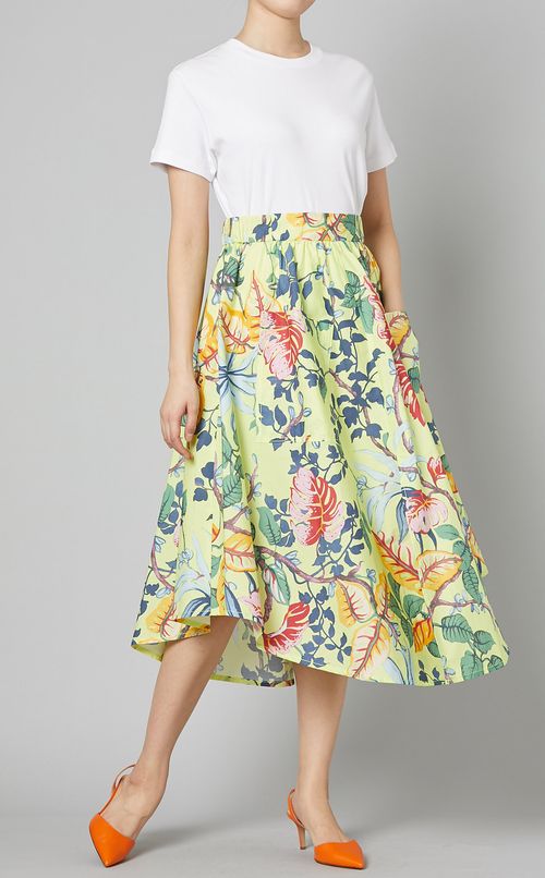 プリントアシンメトリーヘムスカート