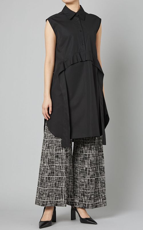 ラウンドヘムノ－スリーブワンピース