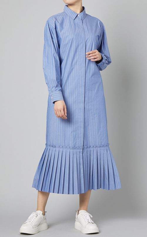 プリーツヘムシャツワンピース
