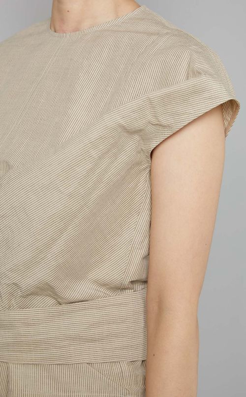 ストライプドレープシャツ