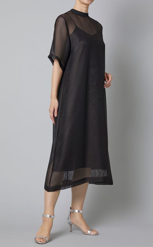 スタンドネックメッシュワンピース