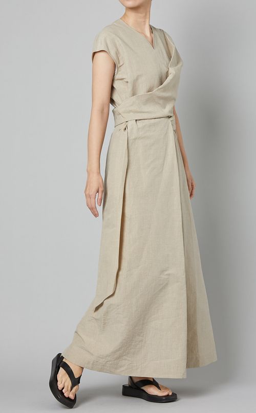 ストライプドレープワンピース