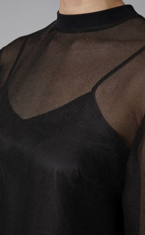 スタンドネックメッシュワンピース