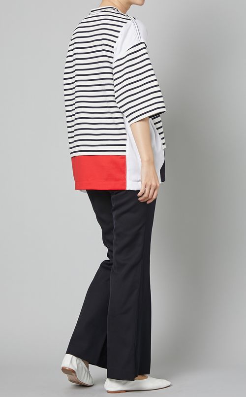 ボ－ダー切替ショートスリーブトップス