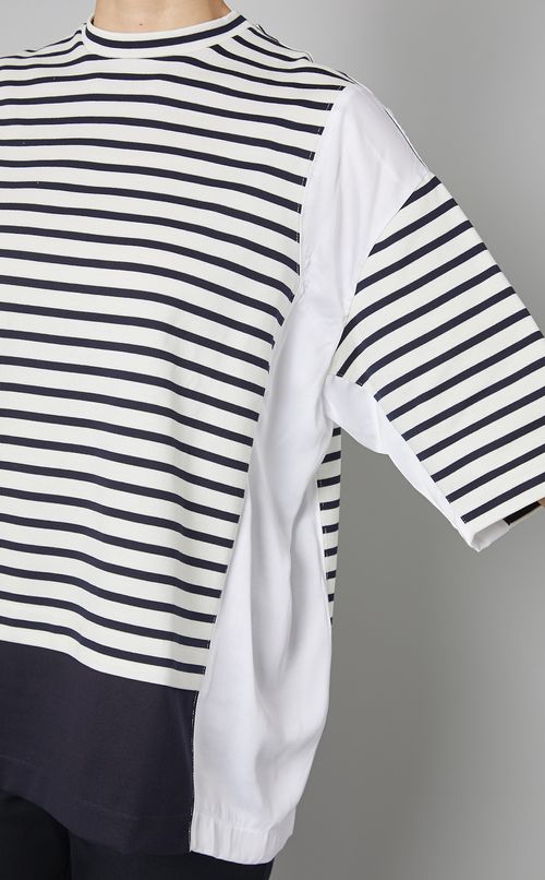 ボ－ダー切替ショートスリーブトップス