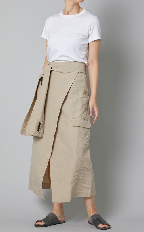 ストライプスリーブデザインベルトスカート