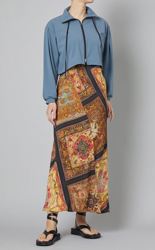 スカーフプリントスリップドレス