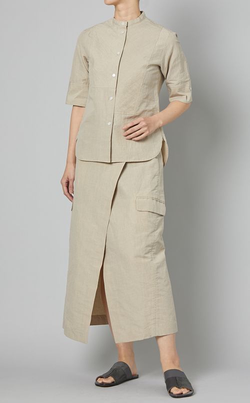 ストライプスリーブデザインベルトスカート