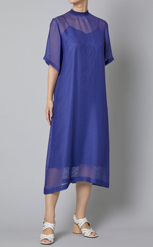 スタンドネックメッシュワンピース