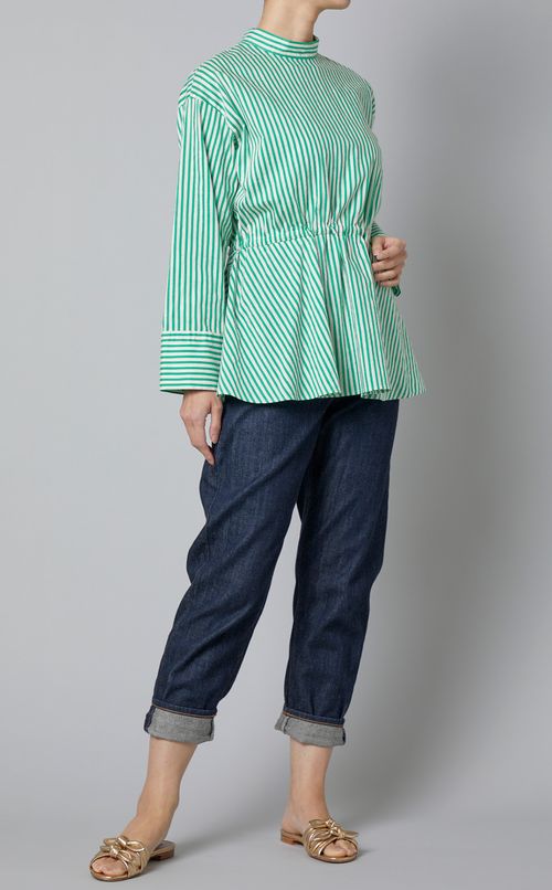 2wayコットンドローストリングシャツ