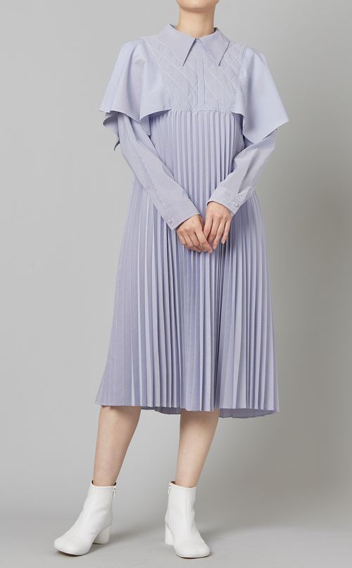 ケーププリーツシャツカラーワンピース